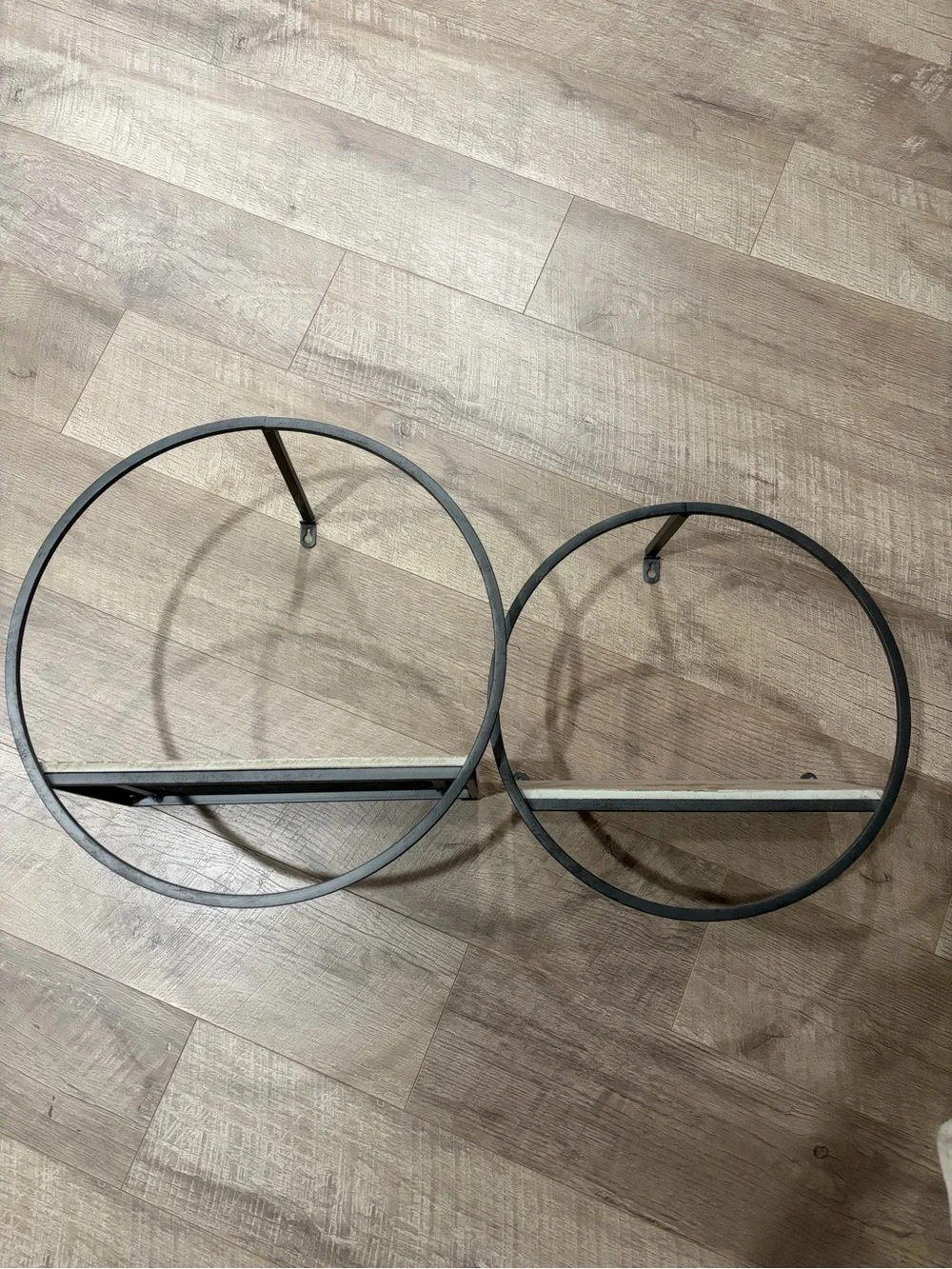 Black Metal Double Ring Wall Planter Shelf - Abrand
